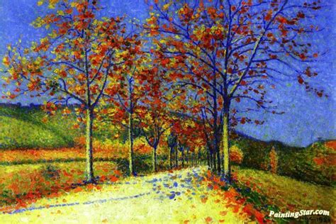 A Road With Flowering Almond Trees Artwork By Achille Lauge Oil