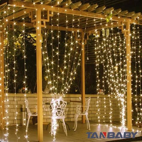 TANBABY 3M 300 LED Christmas Curtain String Lights Outdoor Solar Lamp