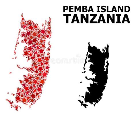 Red Star Mosaic Map Of Pemba Island Stock Illustration Illustration