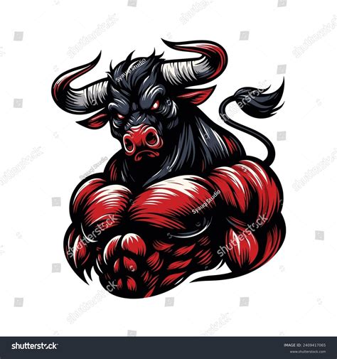 Red Demon Bull Mascot Vector By Stock Vector (Royalty Free) 2409417065 ...