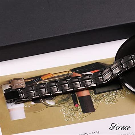 Feraco Pulsera magnética de acero de titanio para hombre con doble fila