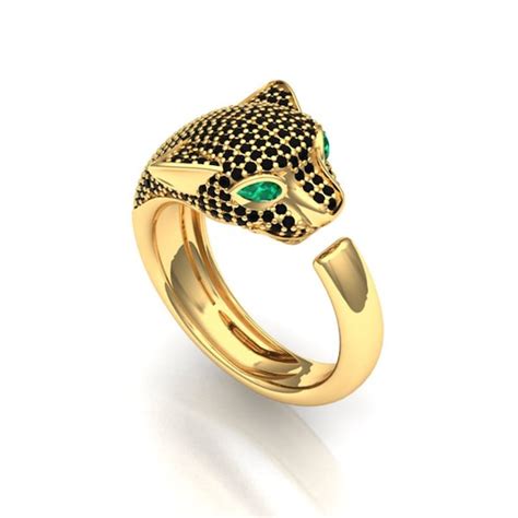 Emerald Panther Ring Etsy