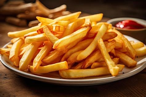 Premium Ai Image Delicious French Fries In Crispy Golden Brown Fast Food Snack With