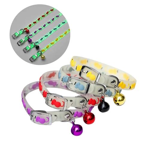 Pet Glowing Collars With Bells Glow At Night Dogs Cats Necklace Jsw Mall