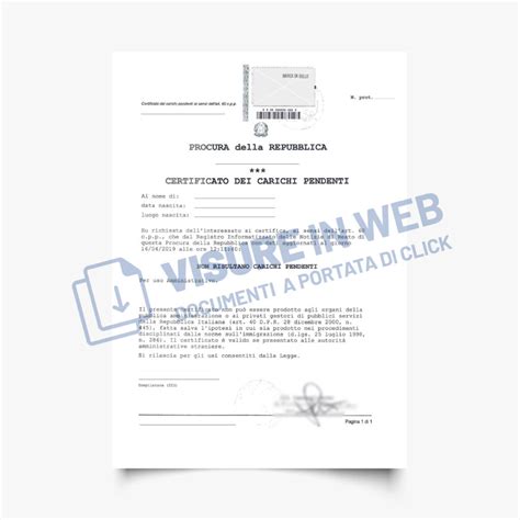 Certificato Carichi Pendenti Online Visure In Web