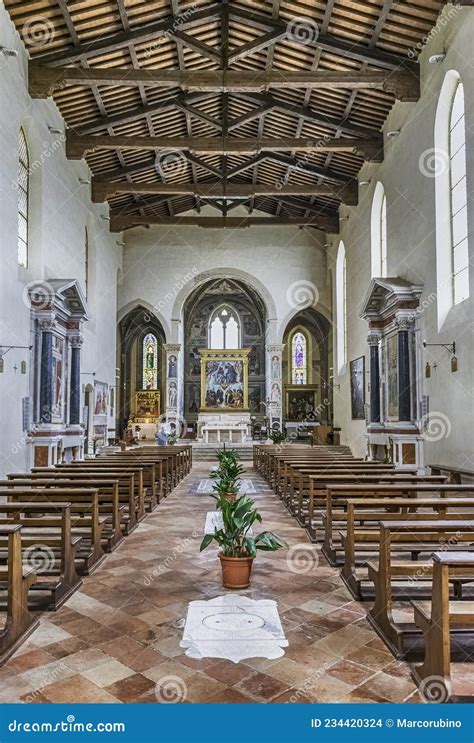 Interiors Of Sant`agostino Church In San Gimignano Tuscany Italy