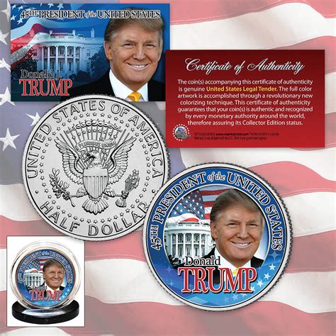 President Elect Donald Trump Collectible Colorized Jfk Half Dollar