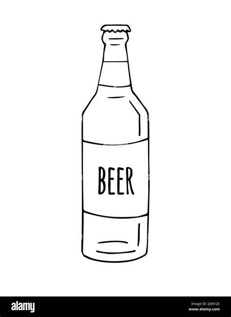 Vector Hand Drawn Sketch Doodle Beer Bottle Isolated On White