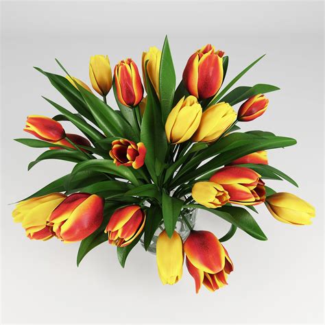 Florero Con Tulipanes Modelo D Max Obj Unknown Fbx Free D