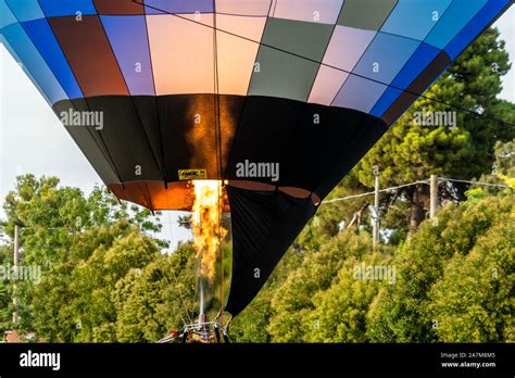 Detail Of The Flame Of A Colored Hot Air Balloon Stock Photo Alamy