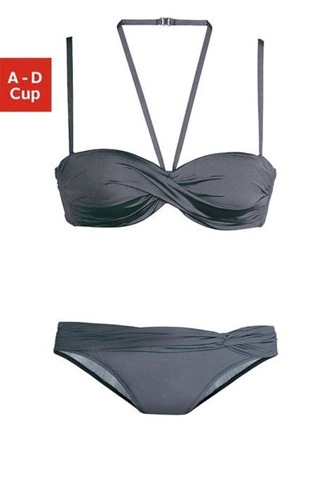 LASCANA Bügel Bandeau Bikini Hennes anthrazit Cup A LASCANA de