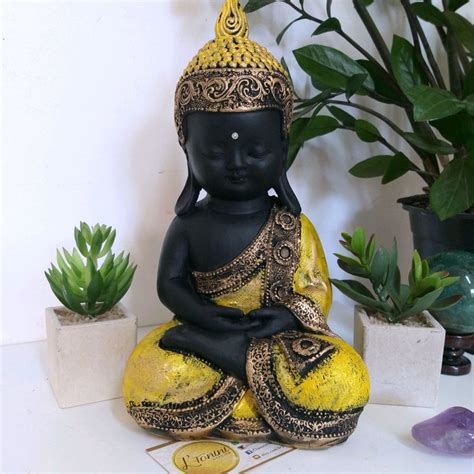 Buda Baby 27cm Dhyana Mudra Amarelo E Preto Elo7