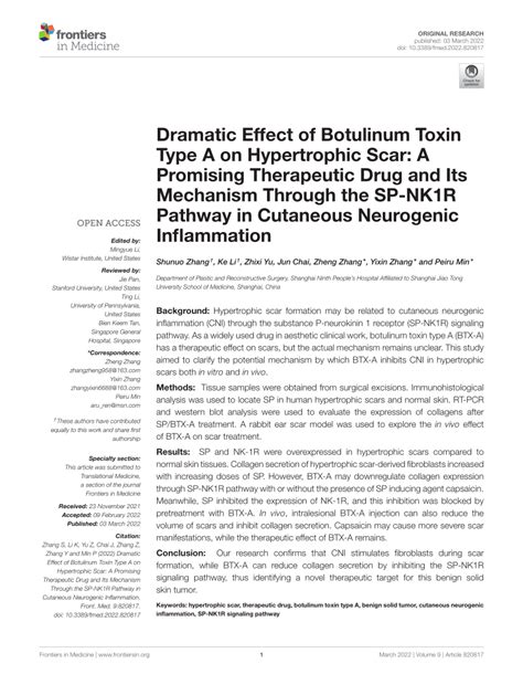 Pdf Dramatic Effect Of Botulinum Toxin Type A On Hypertrophic Scar A