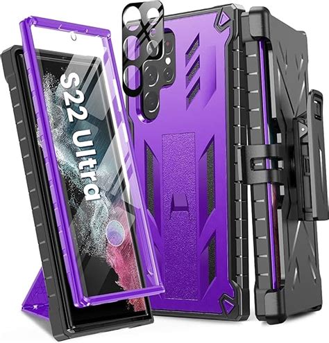 For Samsung Galaxy S22 Ultra Case Built In Screen Protector And Kickstand Full Body Dual Layer