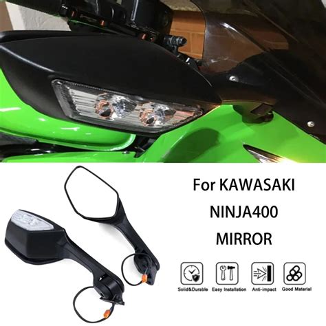 Mtkracing Espejos Retrovisores Laterales Para Kawasaki Ninja400 Luz Led