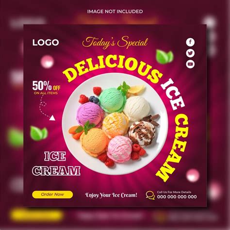 Premium Vector Delicious Waffle Cone Ice Cream Social Media Post And