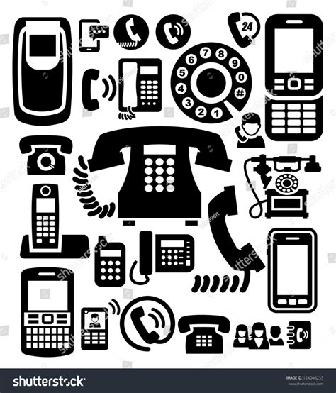 Vector Black Phone Icons Set On Vetor Stock Livre De Direitos