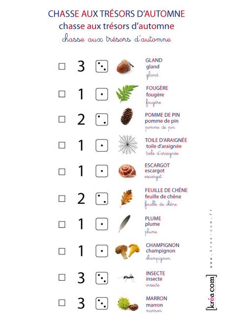 chasse aux trésors dautomne Montessori Chasse au trésor École de la