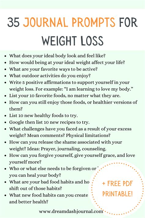 35 Journal Prompts For Weight Loss Free Pdf Printable