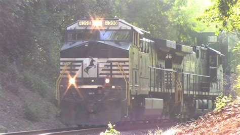 Train NS 27A Chasing A Big Stack Intermodal Eastbound Down The B Line