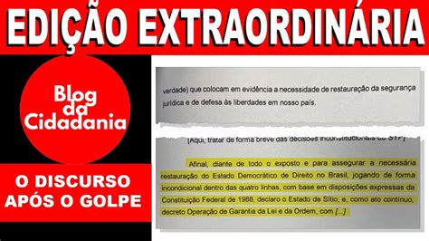 PF acha discurso pós golpe de Bolsonaro YouTube