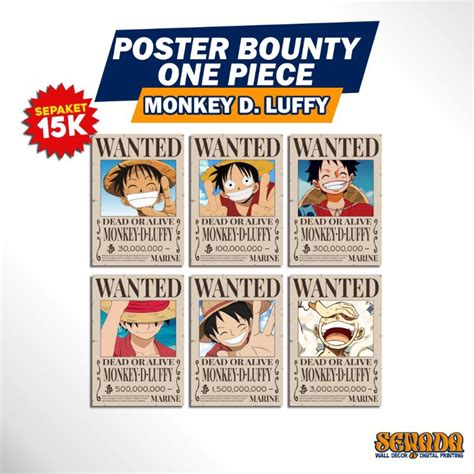 Jual Poster Bounty One Piece Monkey D Luffy Full Edition Set Pcs