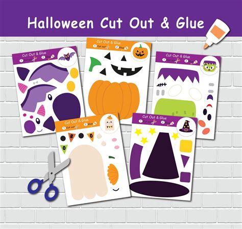 Halloween Cut Out and Glue Activity for Kids. Preschool Cutting ...