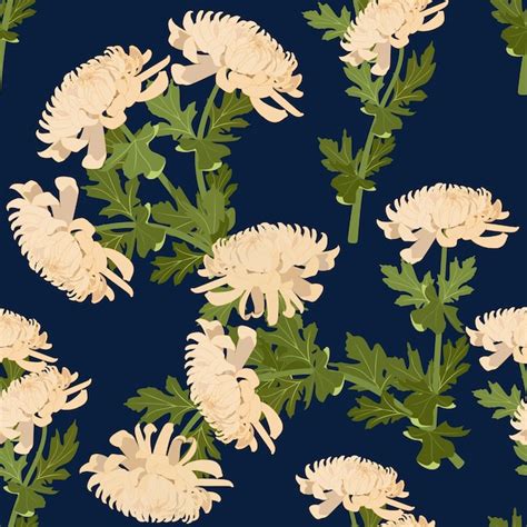 Premium Vector Seamless Background With Japanese Chrysanthemums