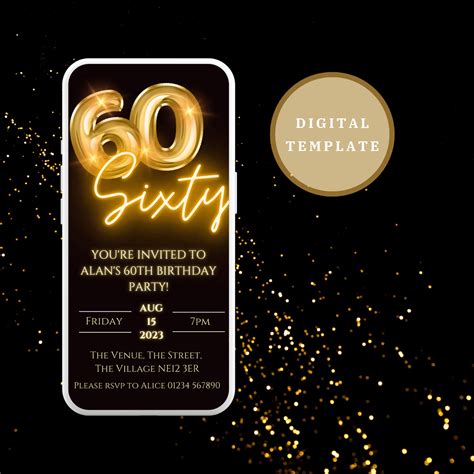 60th Birthday Invitation Sixty Birthday Invitation Self Edit Etsy