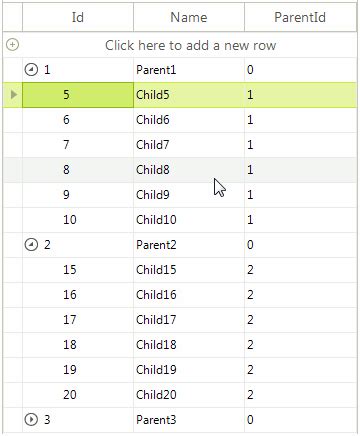 Rows Reordering In Self Reference Hierarchy Winforms Gridview Control