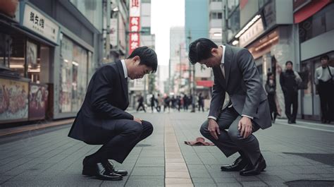 거리에 웅크리고 있는 사업가들 다른 사람의 눈을 보면서 절하는 사업가 고화질 사진 사진 신발류 배경 일러스트 및 사진 무료