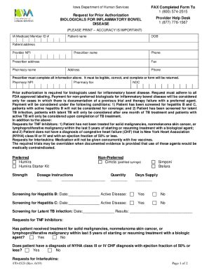 Fillable Online Biologicals For IBD PA Form NPI June 19 Fax Email Print