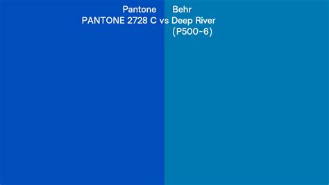 Pantone 2728 C Vs Behr Deep River P500 6 Side By Side Comparison