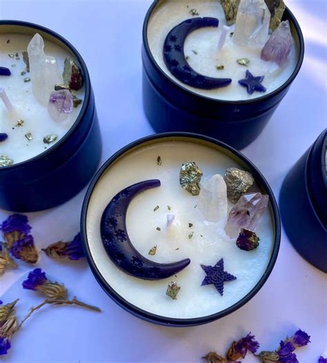 Candle Crescent Moon Intention Candles With Etsy Intention Candles