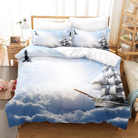 Beach Duvet Cover Set Queen Ocean Themed Bedroom Bedding Set 3 Pcs Soft Microfiber Seashell