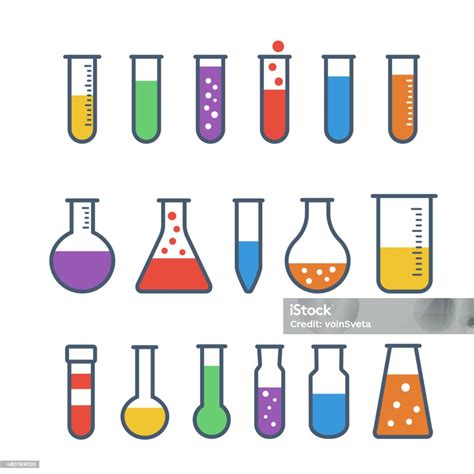 Ilustración De Tubos De Ensayo Químico Iconos Y Más Vectores Libres De Derechos De Probeta