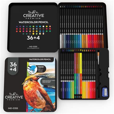 Indra Creative Colores acuarelables 36 4 lápices profesionales de