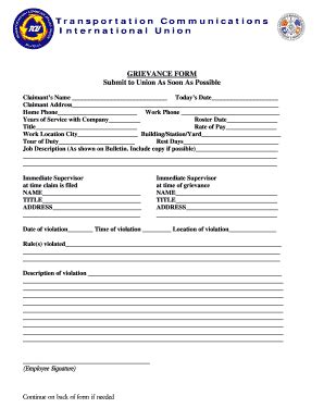 Tcu Grievance Form Complete With Ease Airslate Signnow