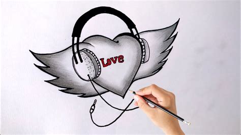 Headphones Drawing With Heart