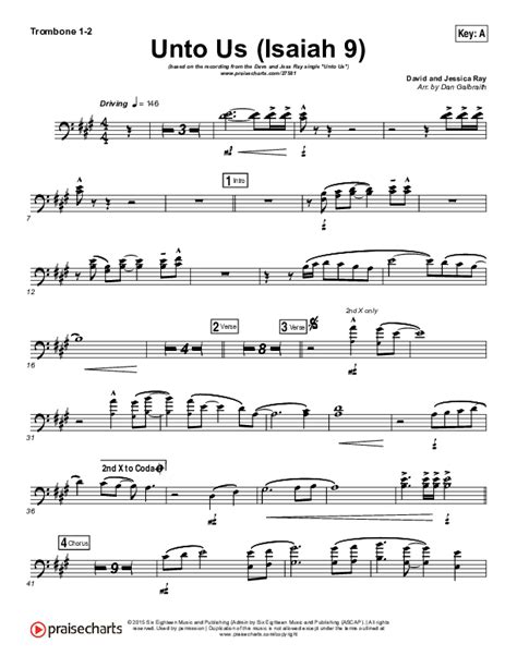 Unto Us Isaiah 9 Trombone Sheet Music Pdf Doorpost Songs Dave And