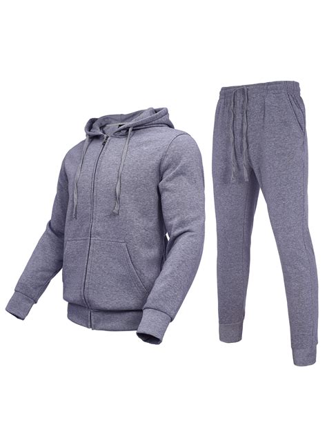 Mens Tracksuit 2 Piece Hooded Jogging Suits Set Casual Athletic Sports