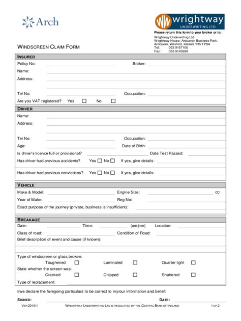 Fillable Online WINDSCREEN CLAIM FORM Fax Email Print PdfFiller