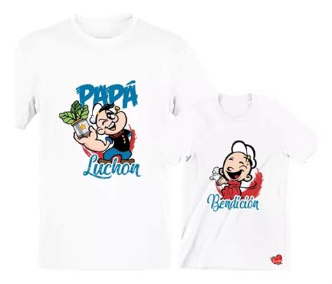 Playeras Para Papá E Hijo Dúo Personalizado Popeye Marino en venta en