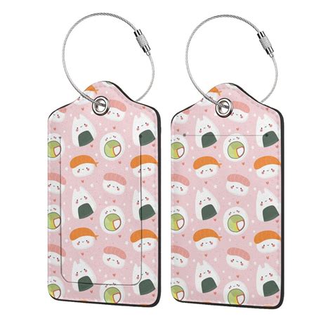 Disketp Pcs Luggage Tag For Suitcase Cute Sushi Leather Baggage Tag