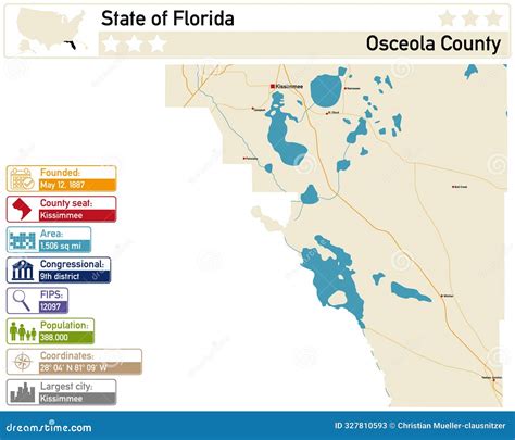 Map Of Osceola County In Florida State On White Background Single