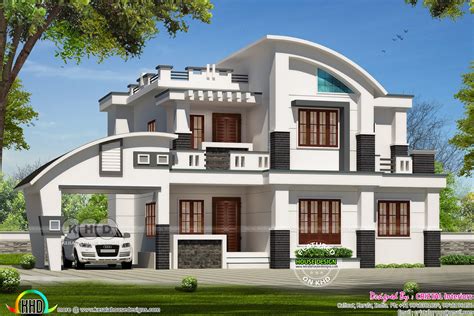 Square Feet Bhk Contemporary Style Curved Roof Mix Home