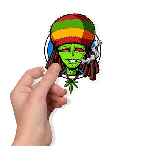 Space Alien Stoner Gangsta Smoking Weed Sticker Psychonautica