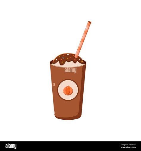 Hot Pumpkin Frappe With Chololate Topping Cartoon Illustration Stock Vector Image Art Alamy