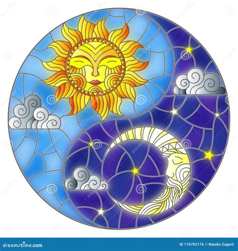 Sun And Moon In Yin Yang Symbol Vector Illustration CartoonDealer