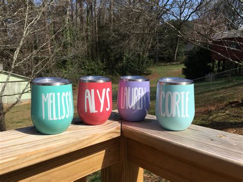 Wine Tumbler Monogrammed Tumbler Steel Wine Tumbler Etsy